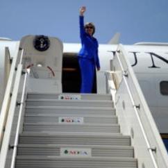 Secretary Hillary Clinton departs for Haiti